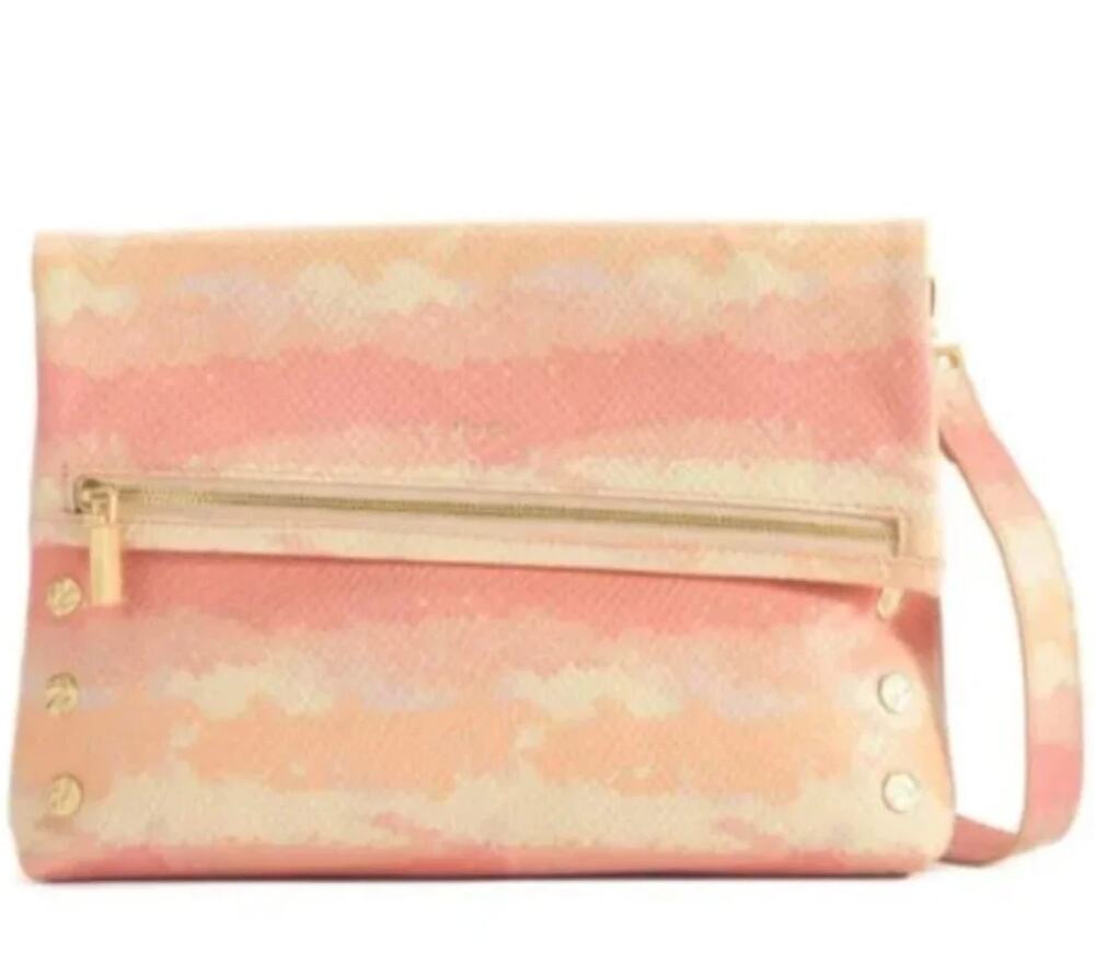 Hammitt VIP Snake Embossed Leather Crossbody Bag Pink Himalayan